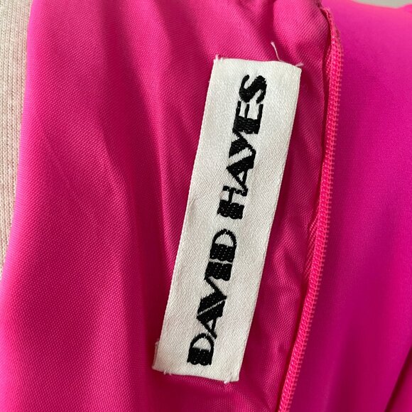 Vintage 80s/90s David Hayes Silk Dress – Hot Pink & Black Colour Block - Picture 6 of 11